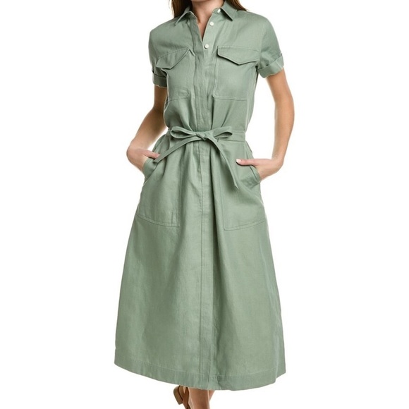 rag and bone linen dress Rag & Bone Criseli Linen Button-Front Midi Dress
